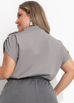 Quintess - Blusa Cinza em Malha Crepe - QUINTESS