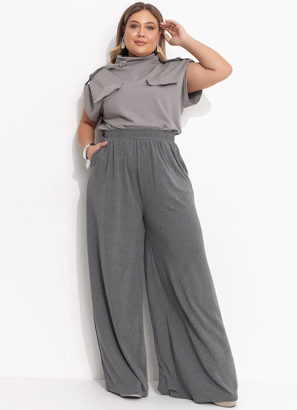 Quintess - Blusa Cinza em Malha Crepe 11