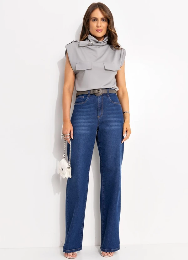 Quintess - Blusa Cinza em Malha Crepe 3