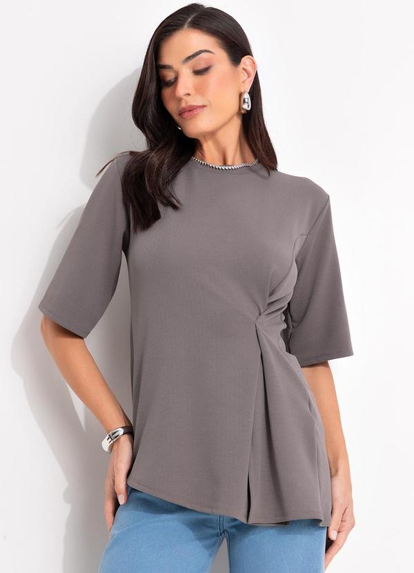 Blusa (Cinza) em Malha Crepe