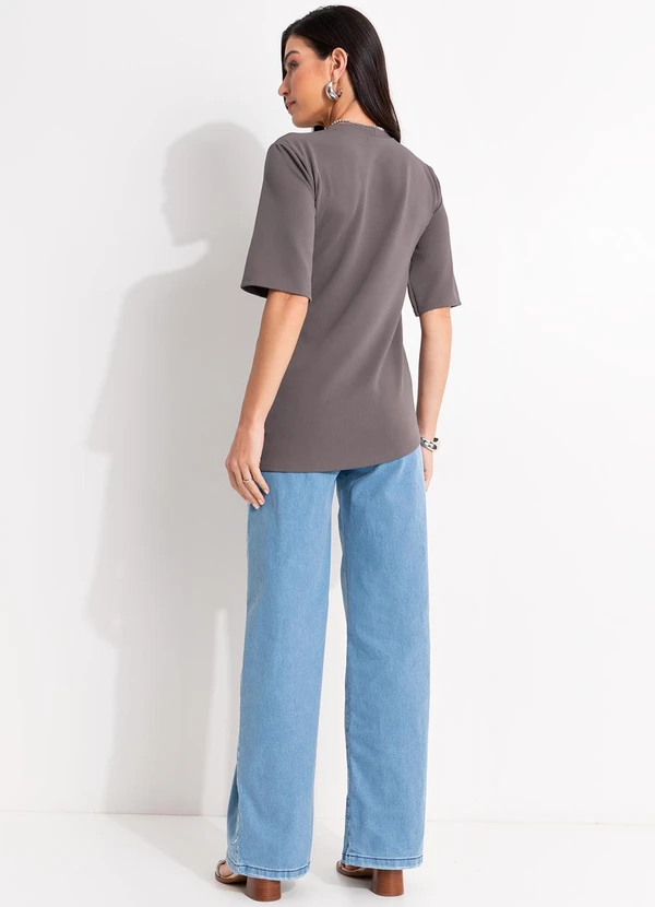 Quintess - Blusa Cinza em Malha Crepe 5