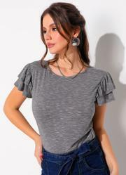 Blusa Cinza em Malha Flam