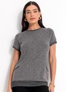 Blusa Cinza em Malha Tric