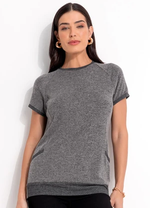 Quintess - Blusa Cinza em Malha Tricô - QUINTESS