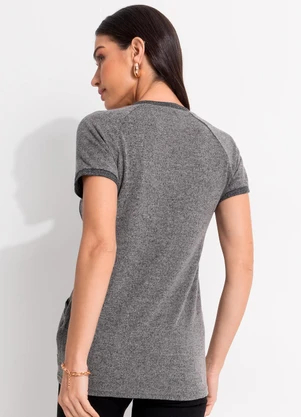 Quintess - Blusa Cinza em Malha Tricô - QUINTESS