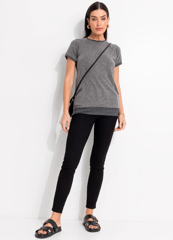 Quintess - Blusa Cinza em Malha Tricô 3