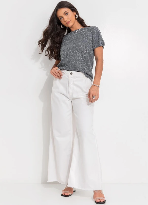 Quintess - Blusa Cinza em Malha Tweed Gloss 6