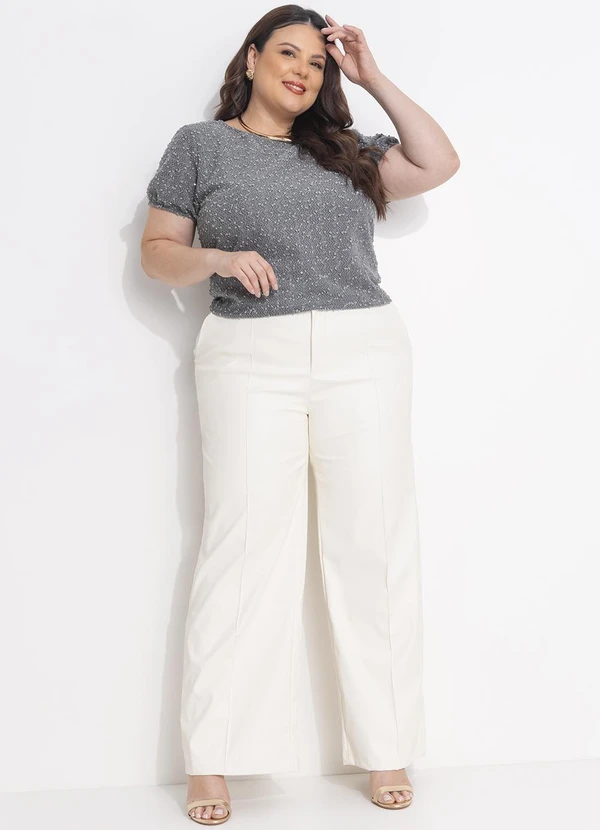 Quintess - Blusa Cinza em Malha Tweed Gloss 2