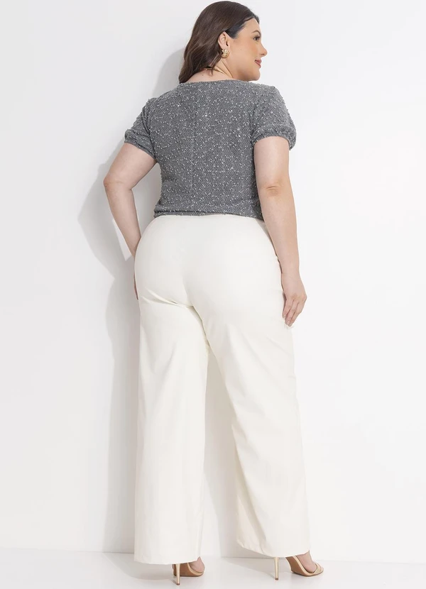 Quintess - Blusa Cinza em Malha Tweed Gloss