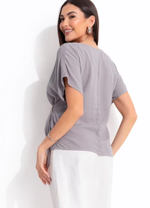 Quintess - Blusa Cinza em Viscose Plana - QUINTESS