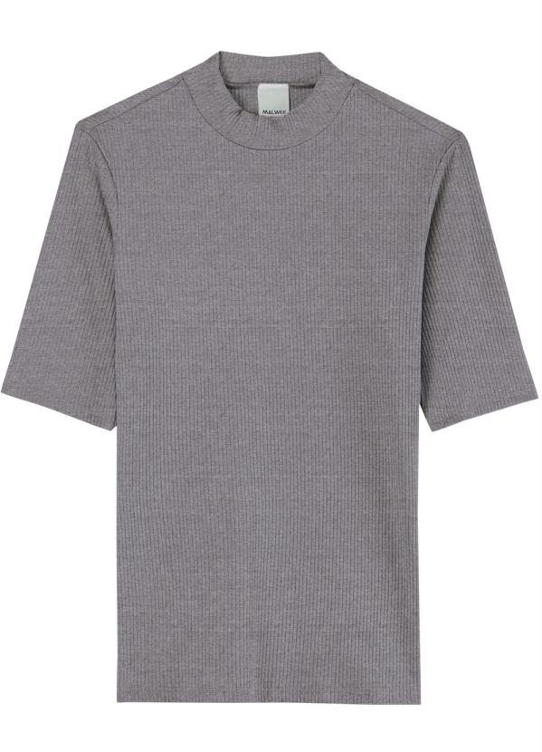 Malwee - Blusa Cinza Escuro Canelada Feminina