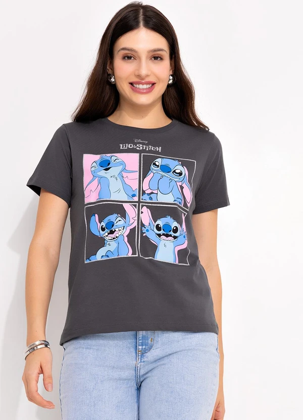 Disney - Blusa Cinza Escuro em Malha de Algodão Penteado 4