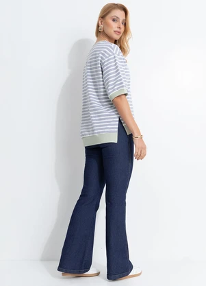 Quintess - Blusa Cinza Listrada em Molecotton - QUINTESS