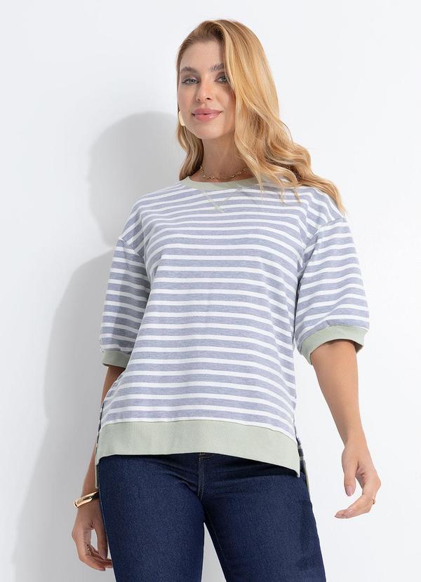 Blusa (Cinza Listrada) em Molecotton