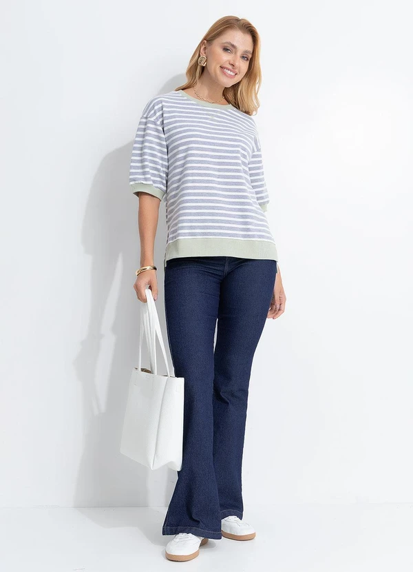 Quintess - Blusa Cinza Listrada em Molecotton 3