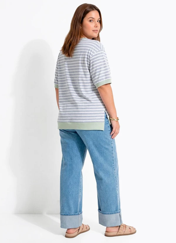 Quintess - Blusa Cinza Listrada em Molecotton 7