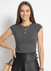 Blusa Cinza Mescla em Malha de Viscose