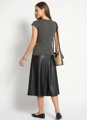 Quintess - Blusa Cinza Mescla em Malha de Viscose - QUINTESS