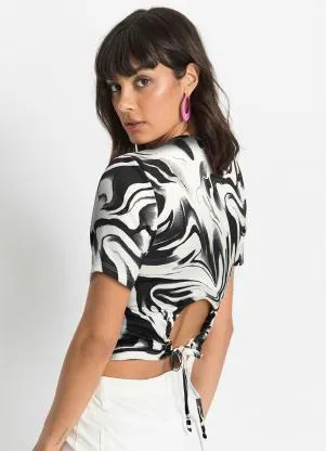 bonprix - Blusa com Abertura nas Costas Preto e Branco - BONPRIX