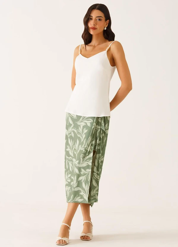 Principessa - Blusa com Alça Decote V em Viscose Off White Rubiane 3