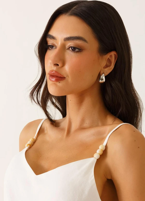 Principessa - Blusa com Alça Decote V em Viscose Off White Rubiane 5