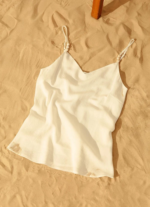 Principessa - Blusa com Alça Decote V em Viscose Off White Rubiane 6