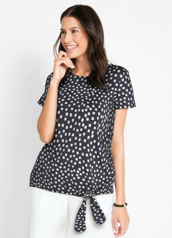 Blusa com Amarrao (Estampada Cinza Chumbo)