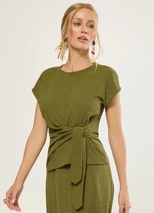 Naguchi - Blusa com Amarracao Lateral Verde Cacto - NAGUCHI