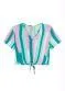 Marialícia - Blusa com Amarração Listrada Marialícia Verde - variação: Verde