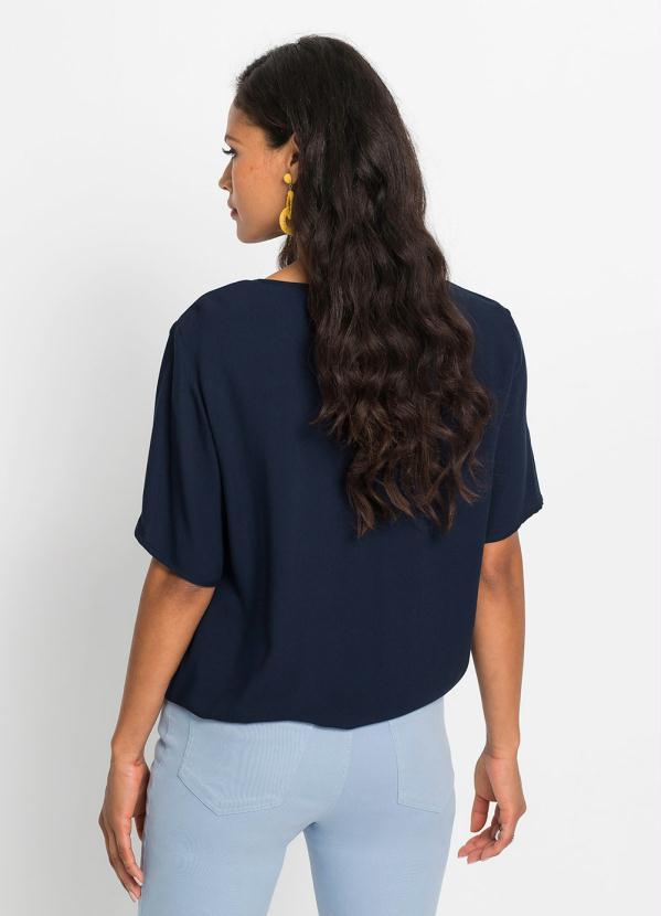 bonprix - Blusa com Amarração na Barra Azul Marinho 6