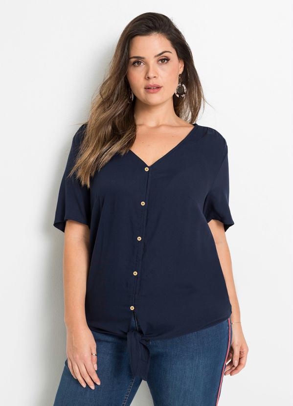 bonprix - Blusa com Amarração na Barra Azul Marinho 4