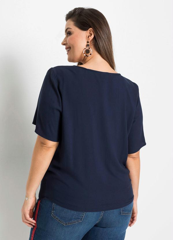 bonprix - Blusa com Amarração na Barra Azul Marinho 3