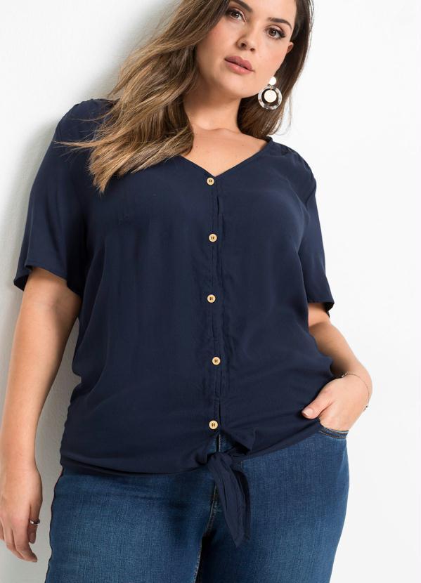 bonprix - Blusa com Amarração na Barra Azul Marinho 2