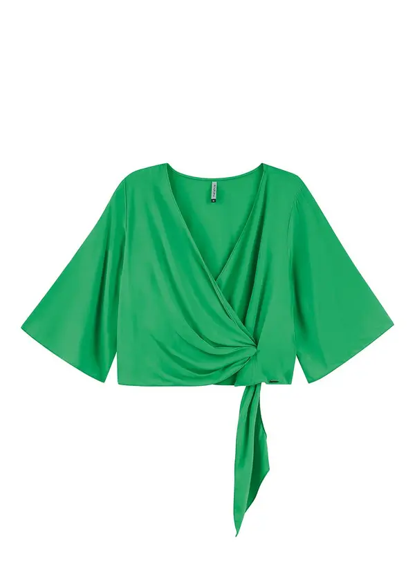 Marialícia - Blusa com Amarração na Cintura Verde