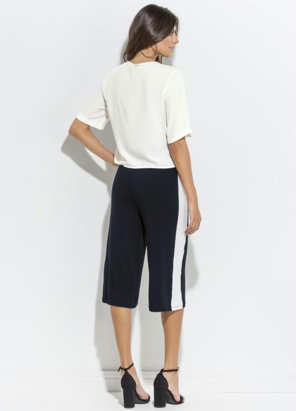 Quintess - Blusa com Amarração Off White e Preta Quintess 6