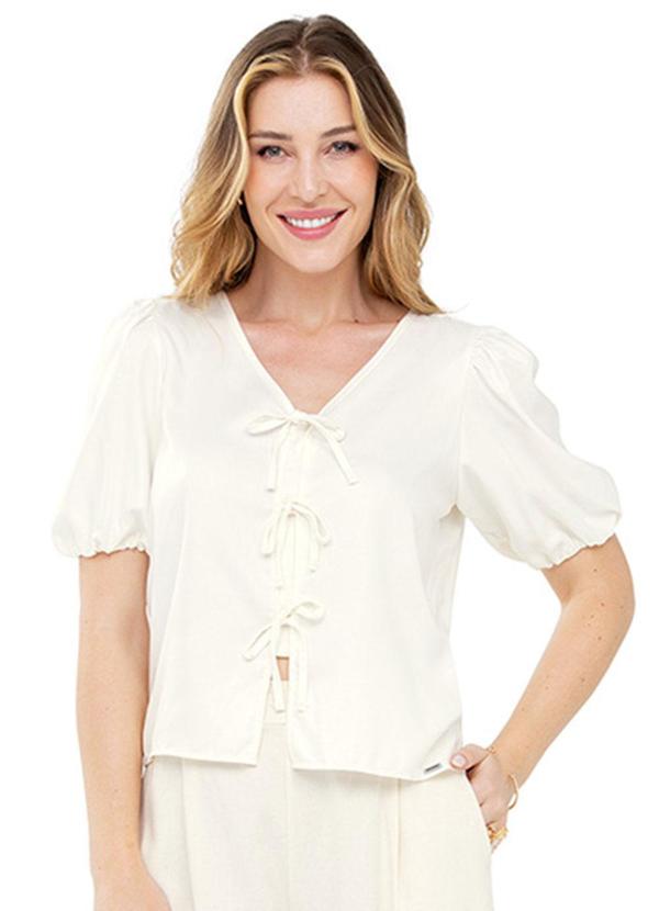 Rezzato - Blusa com Amarrações Adulto Feminino Branco