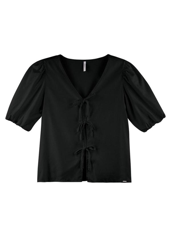 Rezzato - Blusa com Amarrações Adulto Feminino Preto