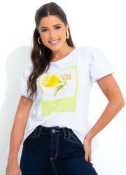 Blusa com Babadinho Decote Redondo Branca