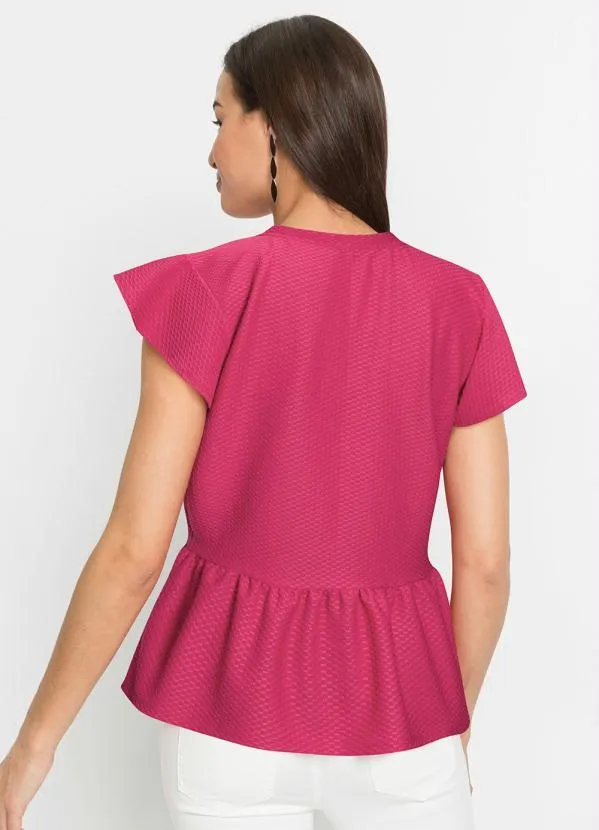 bonprix - Blusa com Babado na Barra Pink 3