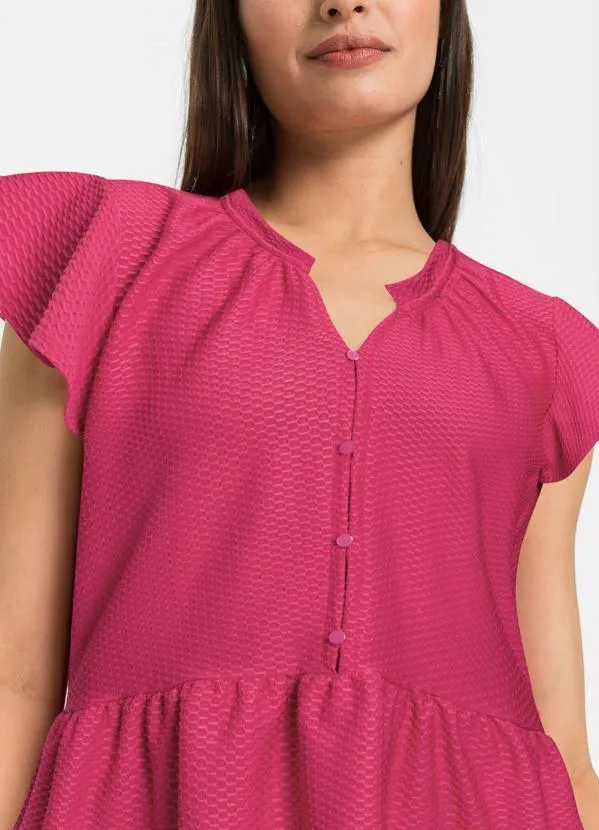 bonprix - Blusa com Babado na Barra Pink 2