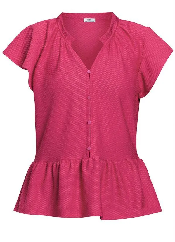 bonprix - Blusa com Babado na Barra Pink 1