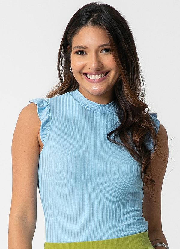 Habana - Blusa com Babado nas Mangas Azul