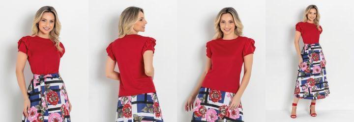 Blusa com Babado Vermelha