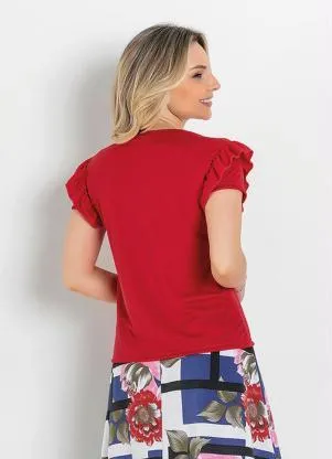 Rosalie - Blusa com Babado Vermelha - ROSALIE