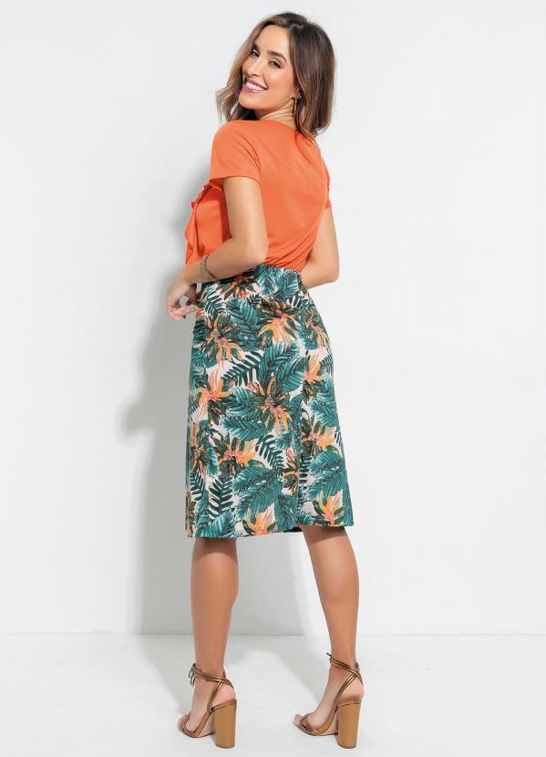 Queima Estoque - Blusa com Babados Laranja 4