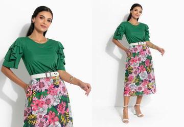 Blusa com Babados Verde Moda Evanglica