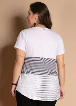 Quintess - Blusa com Botões Frontais Listras e Branco - QUINTESS