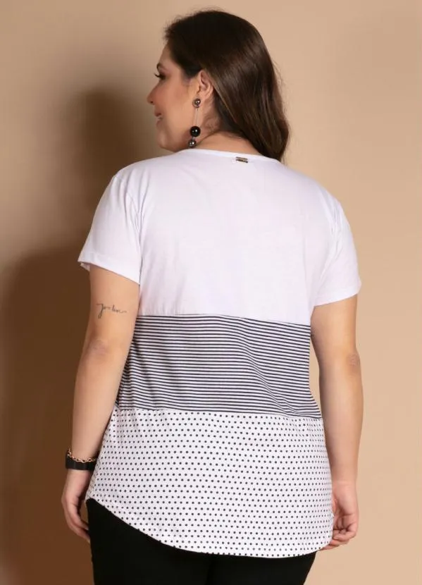 Quintess - Blusa com Botões Frontais Listras e Branco 8