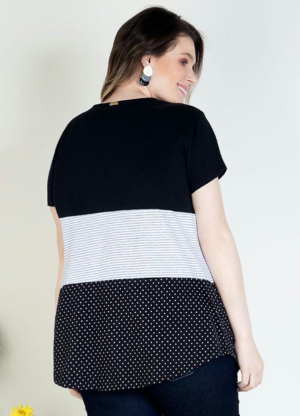 Quintess - Blusa com Botões Frontais Listras e Preto 6