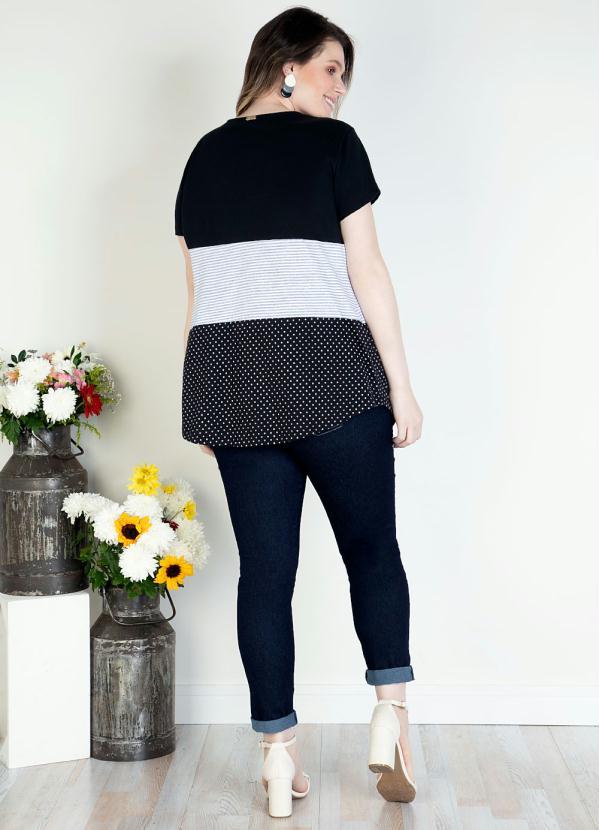 Quintess - Blusa com Botões Frontais Listras e Preto 8